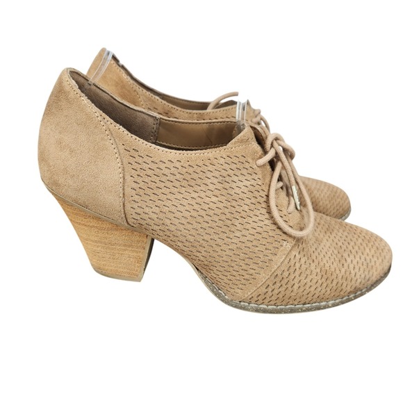 Dr Scholls Ankle Boots Womens 7.5 Brown Suede Perforated Lace Up Ankle Booties - Picture 1 of 12